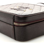 Iridescent Caviar Quilted Medium CC Filigree Vanity Case Burgundy