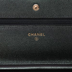 Iridescent Caviar Quilted Wallet on Chain WOC Dark Blue