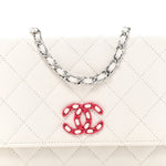 Caviar Quilted Chanel 19 Wallet On Chain WOC White Pink