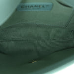 Calfskin Stitched Small Covered CC Flap Bag Green