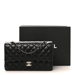Lambskin Quilted Medium Double Flap Black