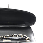 Patent Calfskin Quilted Mini Clutch Black