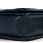 Calfskin Quilted Double Stitch New Medium Boy Flap Navy Blue