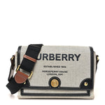 Canvas Horseferry Print Note Crossbody Bag Grey Black