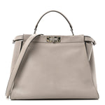 Vitello Seta Plexiglass Granite Large Peekaboo Iconic Satchel Polvere