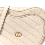 Calfskin Matelasse Diagonal Mini Interlocking G Heart Shoulder Bag Mystic White