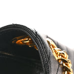 Grain De Poudre Matelasse Chevron Large Monogram Satchel Black