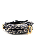 Oblique Embroidered Saddle Bag Blue