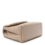Calfskin Y Quilted Monogram Small Loulou Chain Satchel Dark Beige