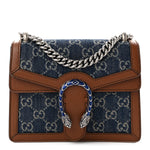 New Denim GG Monogram Dollar Calfskin Enamel Mini Dionysus Shoulder Bag Blue Tea Cuir Epilog Electric Blue