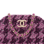 Tweed Quilted Mini Clutch With Chain Purple