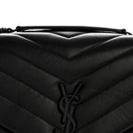Calfskin Y Quilted Monogram Monochrome Medium Loulou Chain Satchel Black