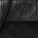 Calfskin GG Tennis Embossed Messenger Bag Black