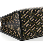 Coated Canvas Calfskin La Greca Signature Tote Bag Black Khaki