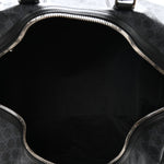 Soft GG Supreme Monogram Appia Calfskin Web Large Carry On Duffle Bag Black Grey