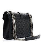 Grain De Poudre Textured Mixed Matelasse Triquilt Medium Monogram Satchel Black