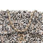 Sequin Quilted Small Single Flap Grey Black White Pearly White