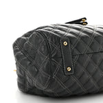 Calfskin Quilted Stam Dark Grey