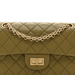 Aged Calfskin Quilted 2.55 Reissue 224 Flap  Khaki