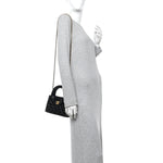 Shiny Aged Calfskin Quilted Nano Kelly Shopper Black