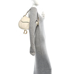 Grained Calfskin Saddle Bag White