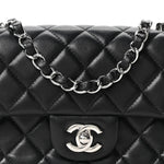 Lambskin Quilted Mini Rectangular Flap Black