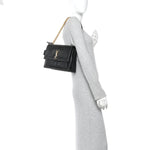 Calfskin Crocodile Embossed Large Monogram Sunset Black