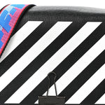Saffiano Striped Mini Diag Binder Clip Bag Black White Indus