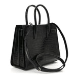 Calfskin Crocodile Embossed Baby Sac De Jour Black