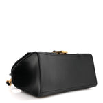 Shiny Box Calfskin Small Hourglass Top Handle Bag Black