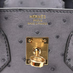 Ostrich Birkin 25 Gris Agate