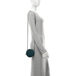Caviar Quilted Round Clutch With Chain Green