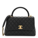 Caviar Quilted Small Coco Handle Flap Black