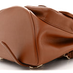 Calfskin Quilted Medium Duma Pockets Drawstring Backpack Light Brown