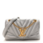Metallic Calfskin New Wave Chain Bag MM NM Silver