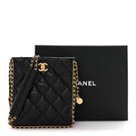 Caviar Quilted Mini Never Ending Chain Tote Black