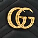 Calfskin Matelasse Mini GG Marmont Chain Shoulder Bag Black