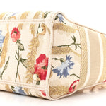 Canvas Embroidered Hibiscus Printed Medium Lady D-Lite Beige Multicolor