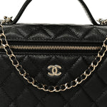 Caviar Quilted Top Handle Slim Vanity With Chain Black
