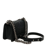 Lambskin Braided Woven Small Boy Flap Black