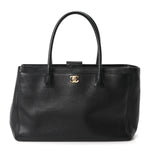 Calfskin Cerf Executive Shopper Tote Black