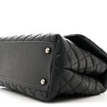 Caviar Lizard Embossed Quilted Small Coco Handle Flap Black