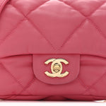 Calfskin Quilted Mini Square Bubbly Flap Pink