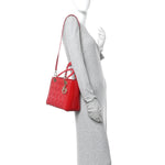 Patent Cannage Medium Lady Dior Red