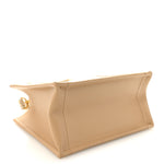 Canvas Calfskin Embroidered Small Plan De Paris Book Tote With Strap Beige