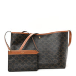 Triomphe Canvas Calfskin Shopper Tote Tan