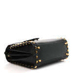 Grainy Calfskin Small Rockstud Alcove Top-Handle Flap Bag Black