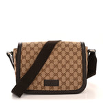 Monogram Flap Messenger Bag Beige Dark Brown