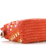 Raffia Crochet Paula's Ibiza Mini Puzzle Edge Bag Bright Orange Pink