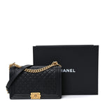 Calfskin Quilted New Medium Boy Flap Black